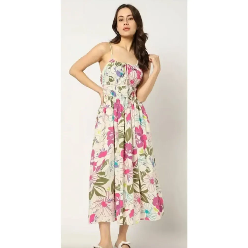 wonderland corset midi dress Color:MULTI COLOR 5% Spandex Hand Wash Material:Chiffon NWT Banana Republic Navy